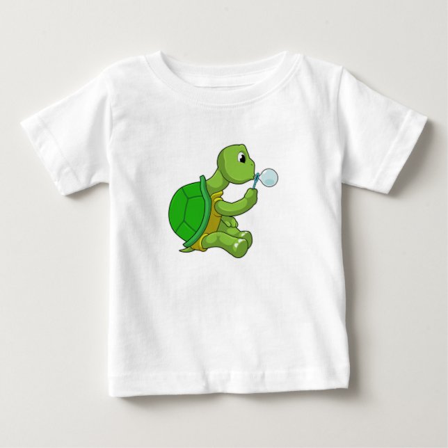 Turtle with Soap bubbles Baby T-Shirt (Front)