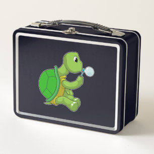 Turtle with Soap bubbles Metal Lunch Box