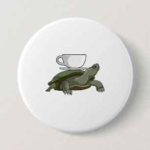 Turtle with Teacup 3 Inch Round Button