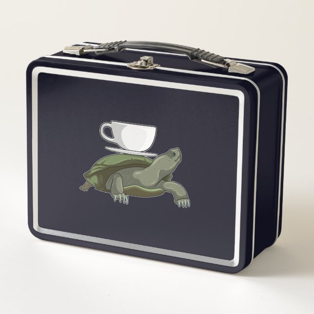 Turtle with Teacup Metal Lunch Box (Front)