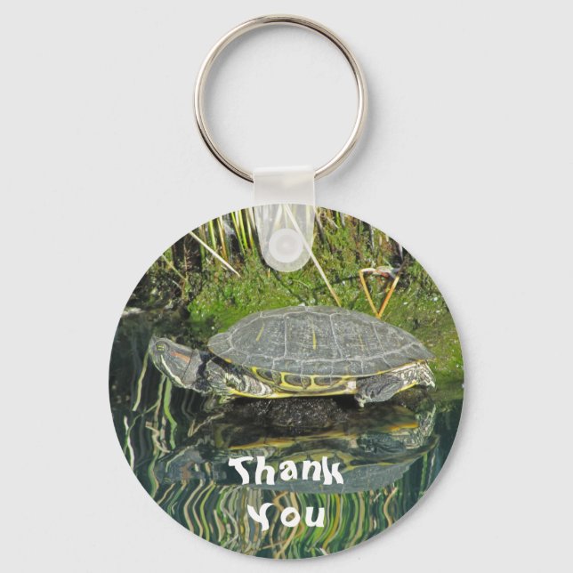 Turtle with Water Reflection Wildlife Thank You Keychain (Front)