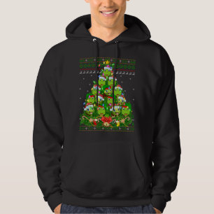 Turtle Xmas Lighting Tree Santa Turtle Ugly Christ Hoodie