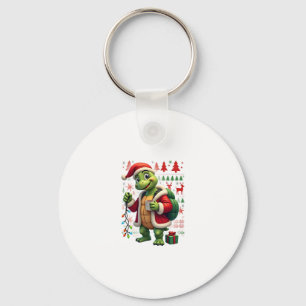 Turtle Xmas Lights Ugly Santa Turtle Christmas Tan Keychain