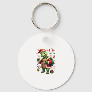 Turtle Xmas Lights Ugly Santa Turtle Christmas Tan Keychain