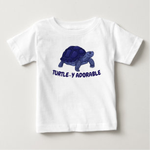 Turtle-y Adorable Cute Blue Tortoise Baby Tee