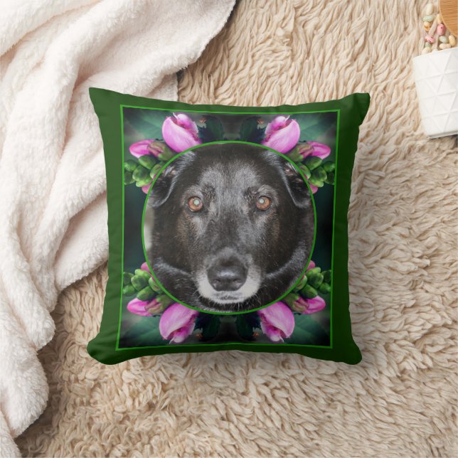Turtlehead Flower Frame Create Your Own Photo Throw Pillow (Blanket)