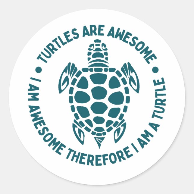 Turtles Are Awesome Classic Round Sticker (Front)