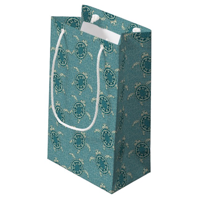 turtles background small gift bag (Back Angled)