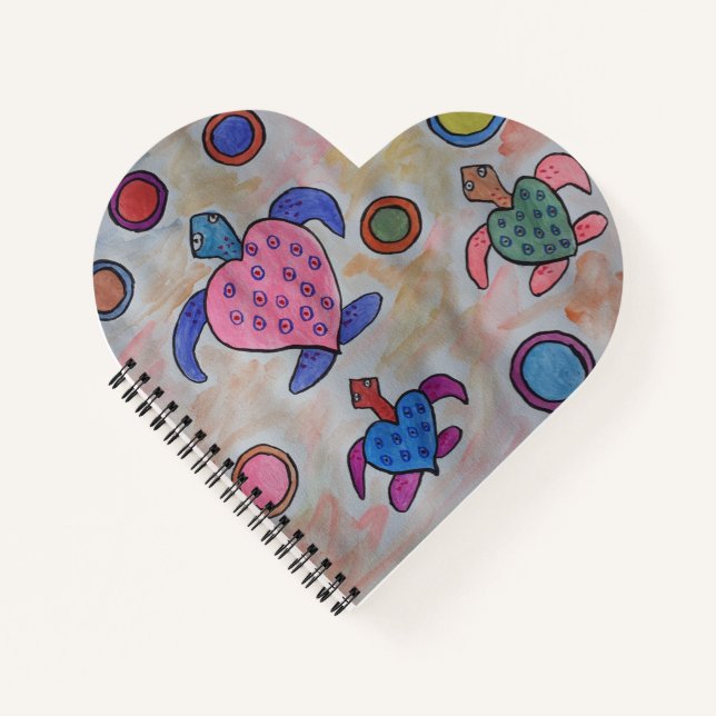 Turtles & Circles Heart Notebook (Front)