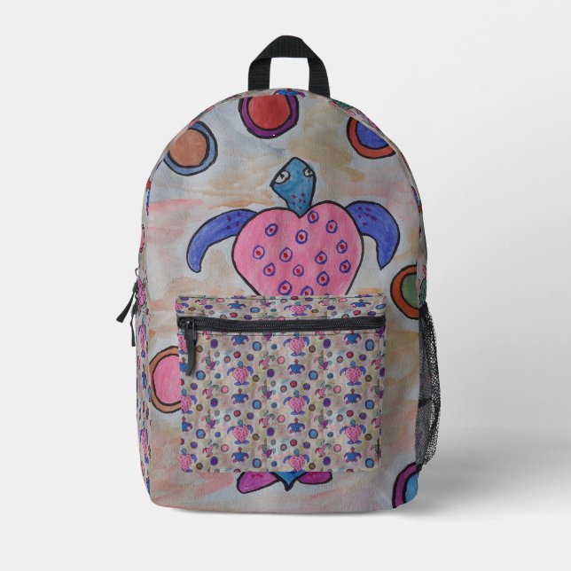 Turtles & Circles Printed Backpack (Front)