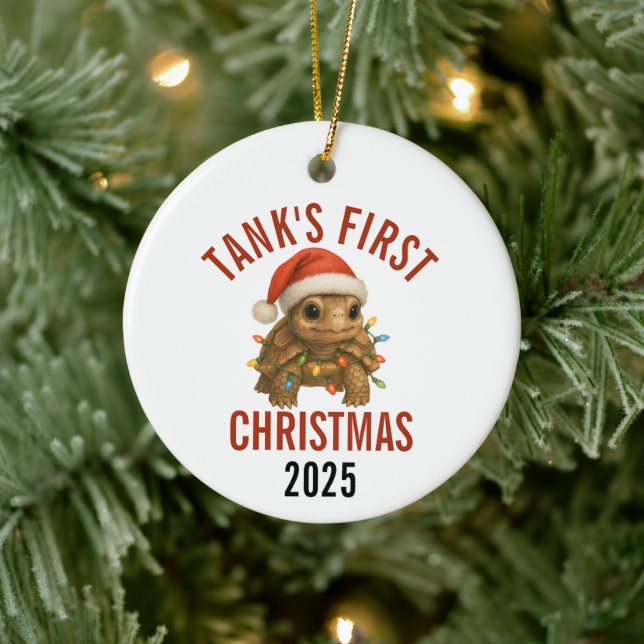 Turtle's First Christmas 2025 Ceramic Ornament (Tree)
