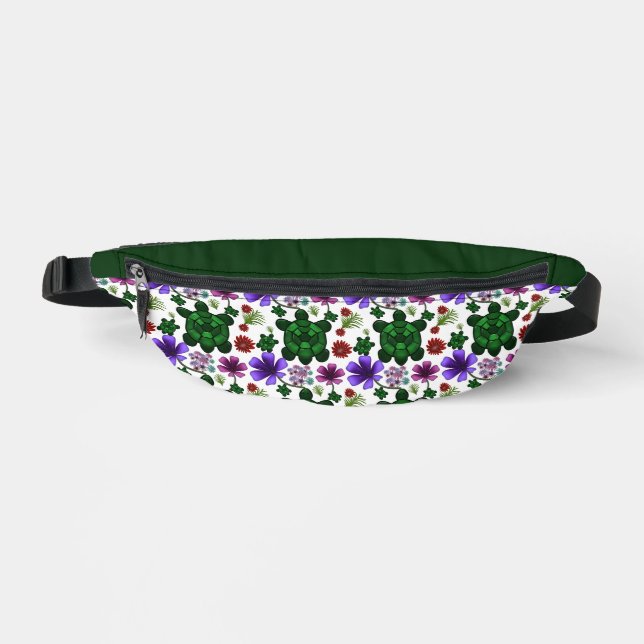 Turtles floral pattern  fanny pack (Front)
