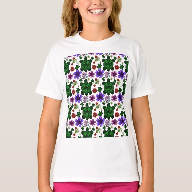 Turtles floral pattern  T-Shirt (Front)