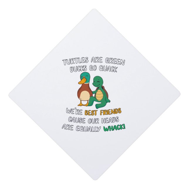Turtles Green Ducks Quack Graduation Cap Topper (Front)