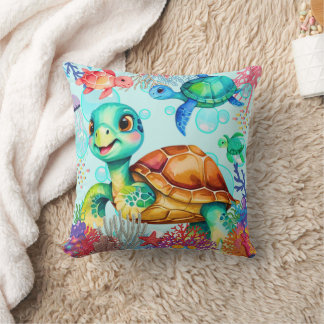Turtles Having Fun  Throw Pillow