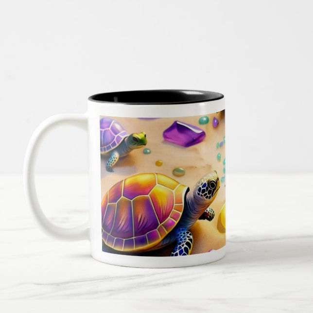"Turtles in Paradise" Two-Tone Coffee Mug (Left)