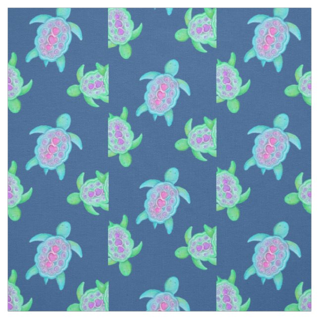 Turtles in water watercolor art pattern fabric (Swatch)