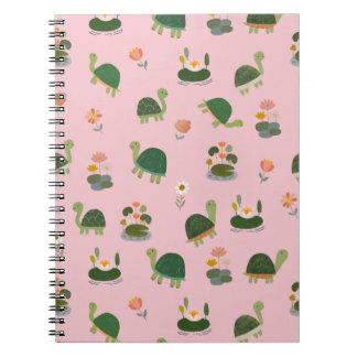 Turtles & Lily Pads on Light Pink Notebook
