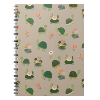 Turtles & Lily Pads on Tan Notebook