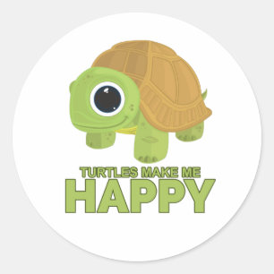 Turtles Make Me Happy  Classic Round Sticker
