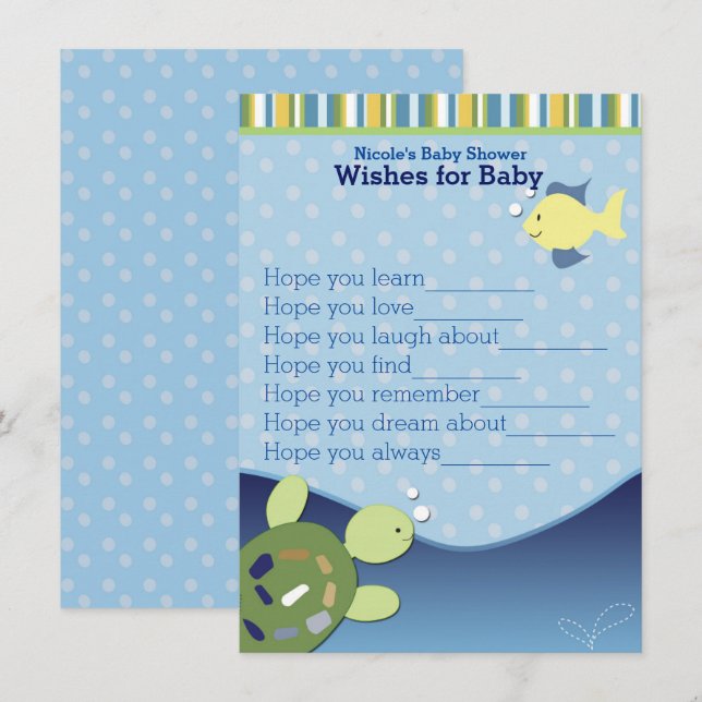 Turtles Ocean Reef Wishes for Baby Shower Card (Front/Back)