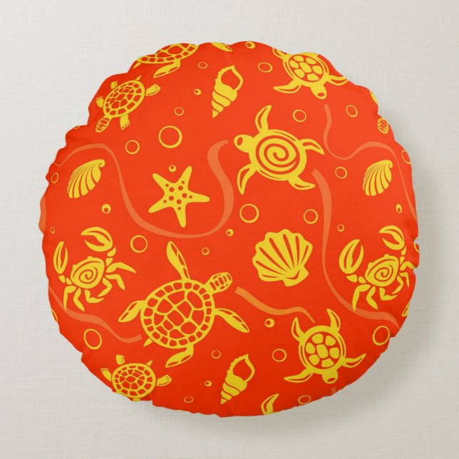 Turtles Pattern Round Pillow (Front)
