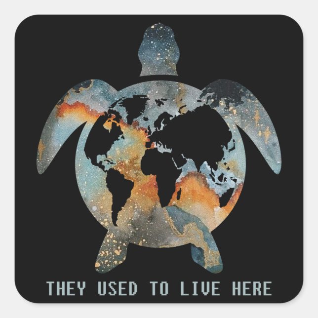 Turtles They Used To Live Here Earth Turtle Lovers Square Sticker (Front)