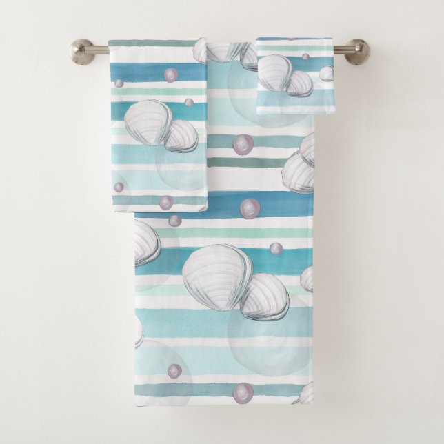 Turtles Watercolor Pattern Bath Towel Set (Insitu)
