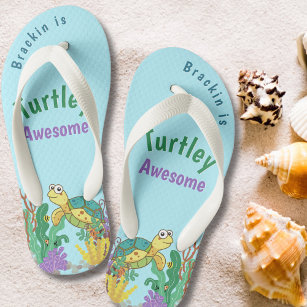 Turtley Awesome Cute Personalized Turtle Sandals