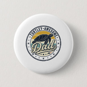 Turtley Awesome Dad Vintage Turtle Shirt Design_1 2 Inch Round Button