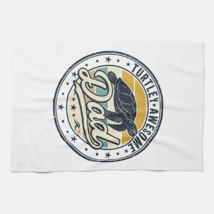 Turtley Awesome Dad Vintage Turtle Shirt Design_1 Kitchen Towel