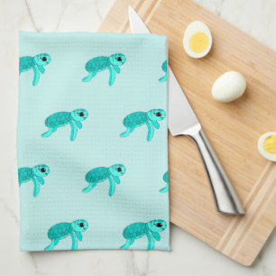 Turtley cool baby sea turtle kitchen towel