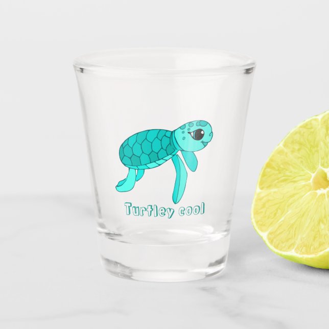 Turtley cool baby sea turtle shot glass (Front)