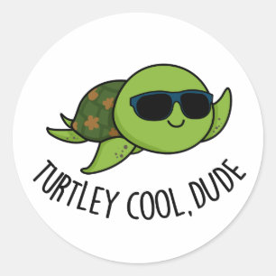 Turtley Cool Dude Funny Turtle Pun  Classic Round Sticker