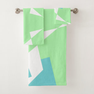 Turuqoise Green Blue Abstract Art Bath Towels