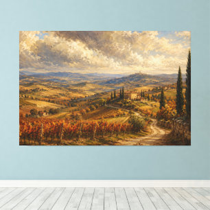 Tuscan Autumn Countryside Landscape Painting Canvas Print