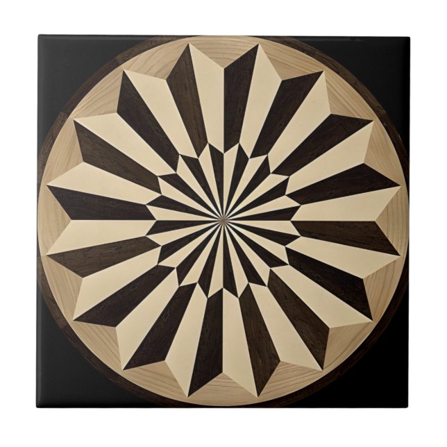 tuscan black gold flower circle tiles (Front)