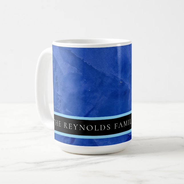 Tuscan Blue Venetian Plaster Custom Monogram Mug (Front Left)
