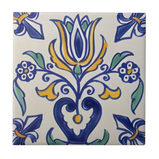 tuscan classic blue yellow floral pattern tiles