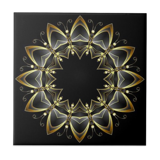 Tuscan Colours Gold/Black Kitchen Backsplash ~ 04  Tile (Front)