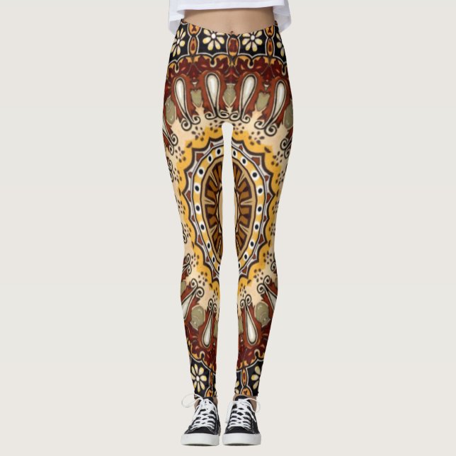 Tuscan Colours Random Pattern ~ Unique Design ~ *  Leggings (Front)
