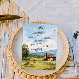 Tuscan Countryside Nature Painting Wedding  Menu