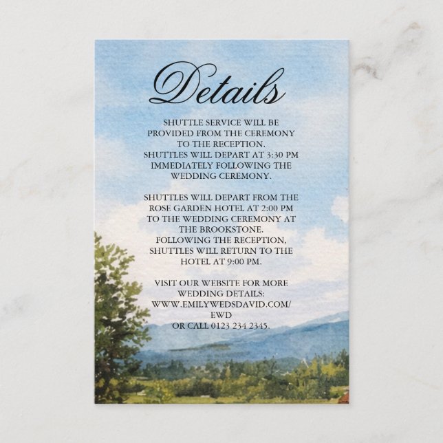 Tuscan Countryside Scenery Wedding Details Enclosure Card (Front)