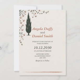 Tuscan Cypress Wild Chamomile Wedding Invitation