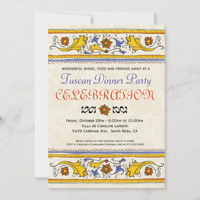 Tuscan Dinner Party Invitation (Front)