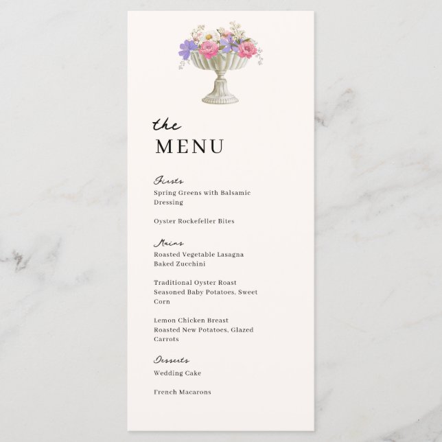 Tuscan Garden Urn Wedding Wedding Dinner Menu (Front)