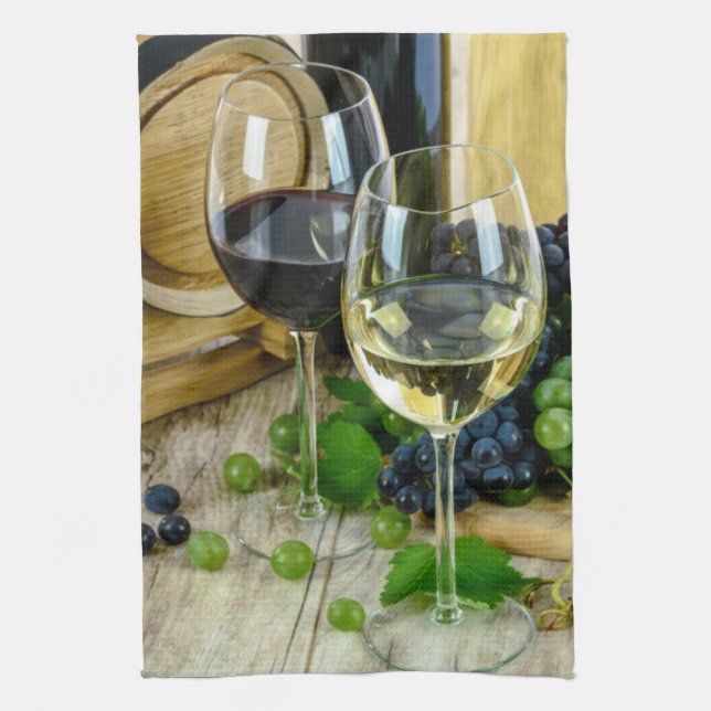 Tuscan Grapes and Wine Kitchen Towel (Vertical)