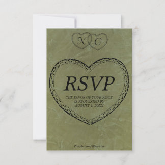 Tuscan Green Hearts RSVP Card