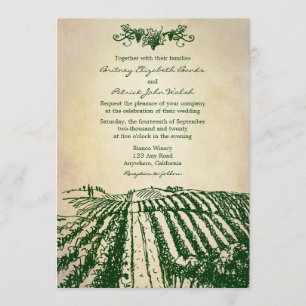 Tuscan Green Winery Vineyard Wedding Invitations