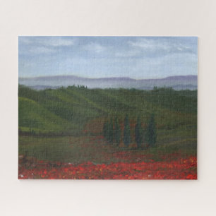 Tuscan Hills Impressionistic Painting Challenging Jigsaw Puzzle
